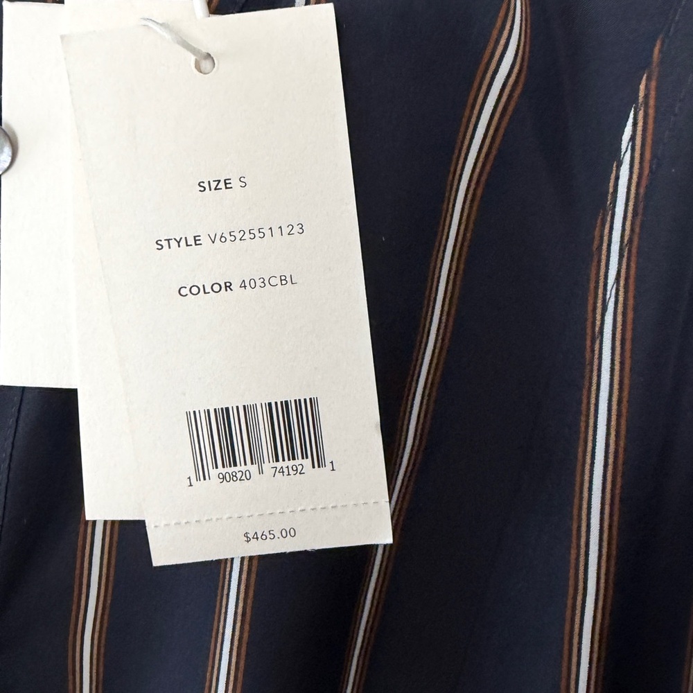 Vince Navy and Beige Striped Long Sleeve Dress - Picture 3 of 4